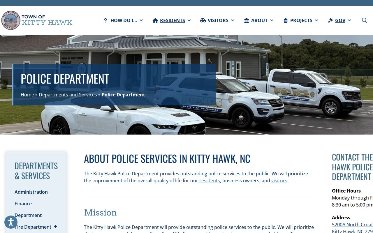 Kitty Hawk Police Department contact for recent arrest records
