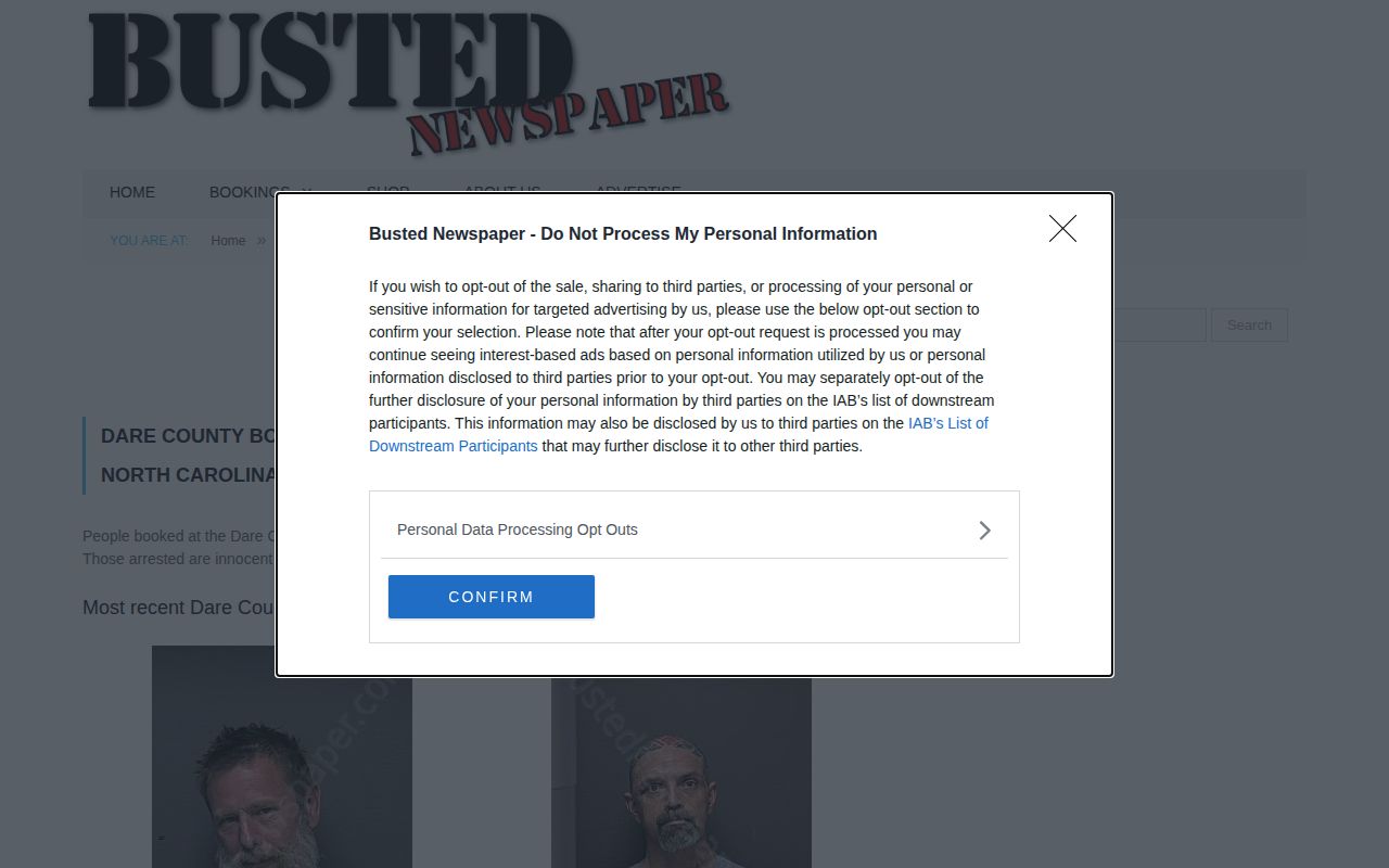Unofficial Busted Newspaper Dare County booking publication